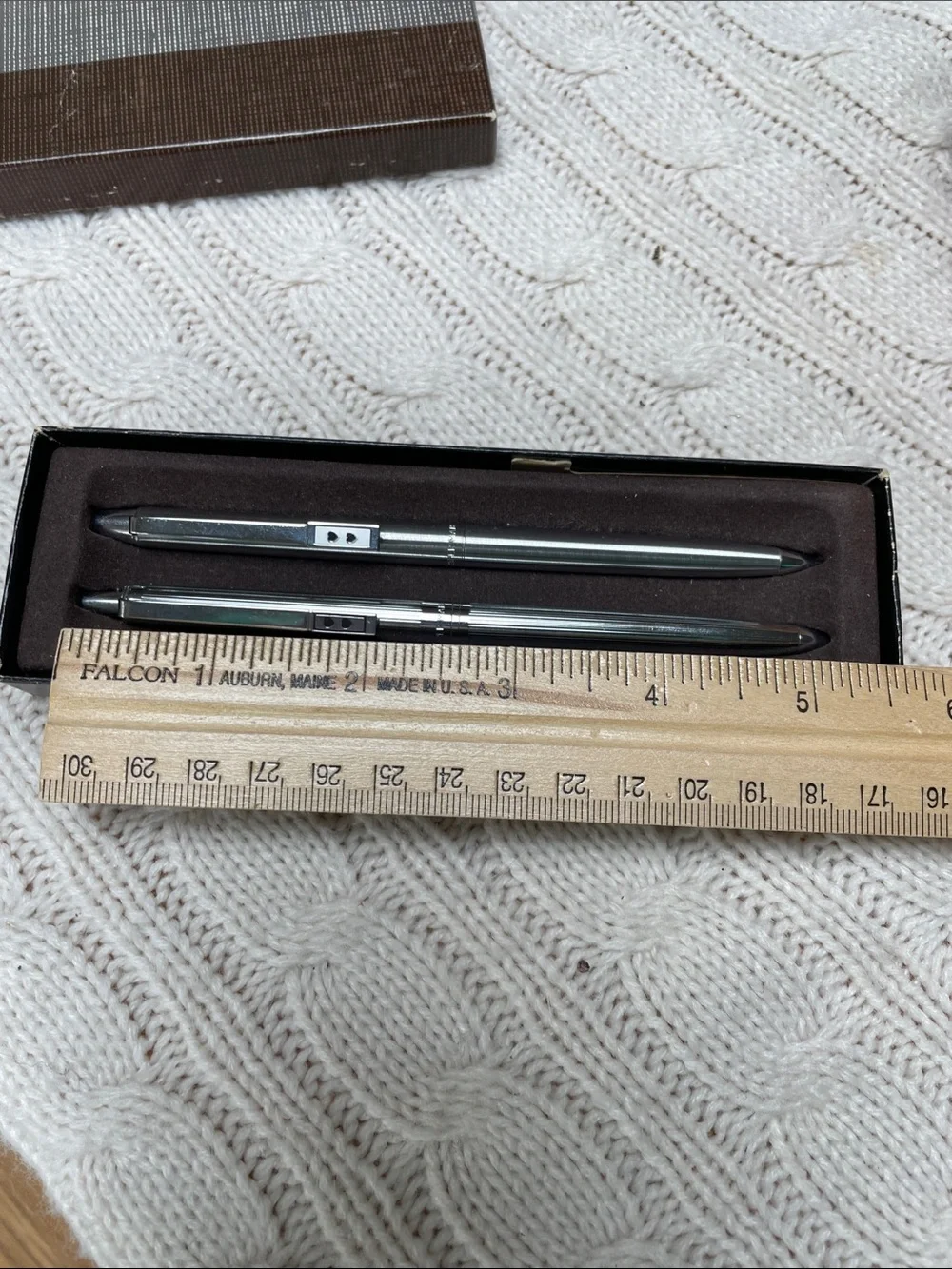 VTG unused Paper Mate Double Heart Slim Profile Chrome Pen & Pencil Set with box